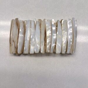 Chunky Mother of Pearl Shell Beach Bracelet Stretch Cuff